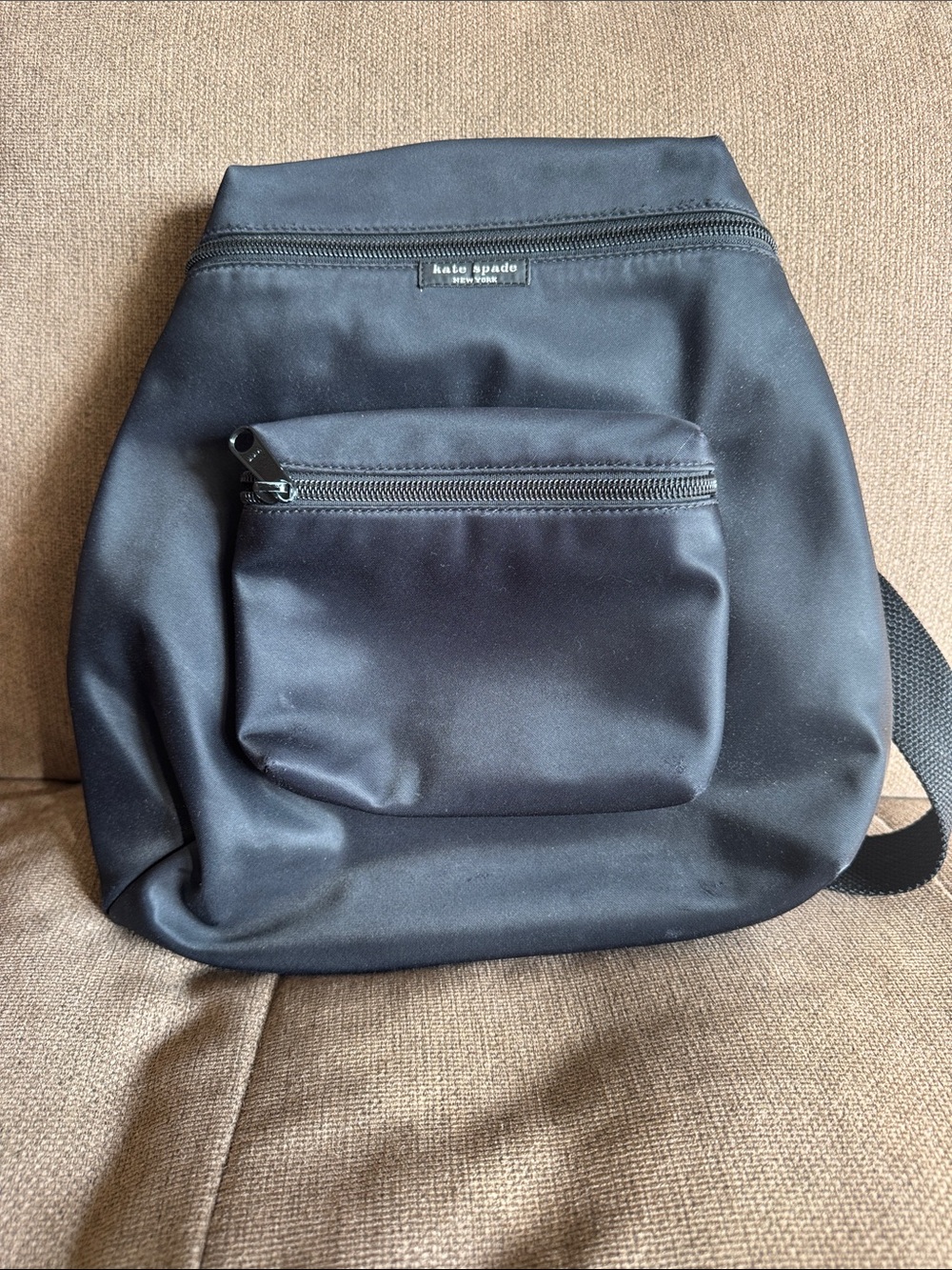 kate spade Black Nylon Mini Backpack with Front Zip Pocket